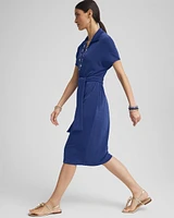Travelers™ Belted V-Neck Collared Dress