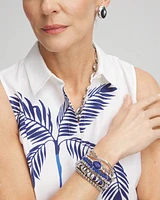 Blue Lapis Silvertone Beaded Bracelet