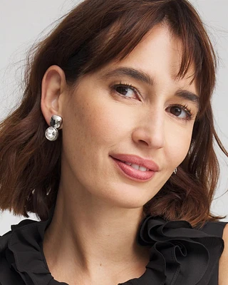 No Droop™ Silver Tone Crystal Clip-On Earrings