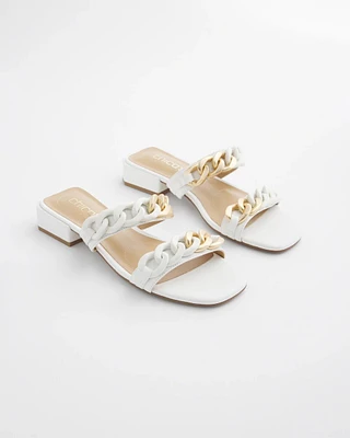 White Chain Link Sandals