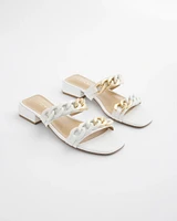 White Chain Link Sandals