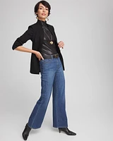 Faux Leather Mock Neck Tee