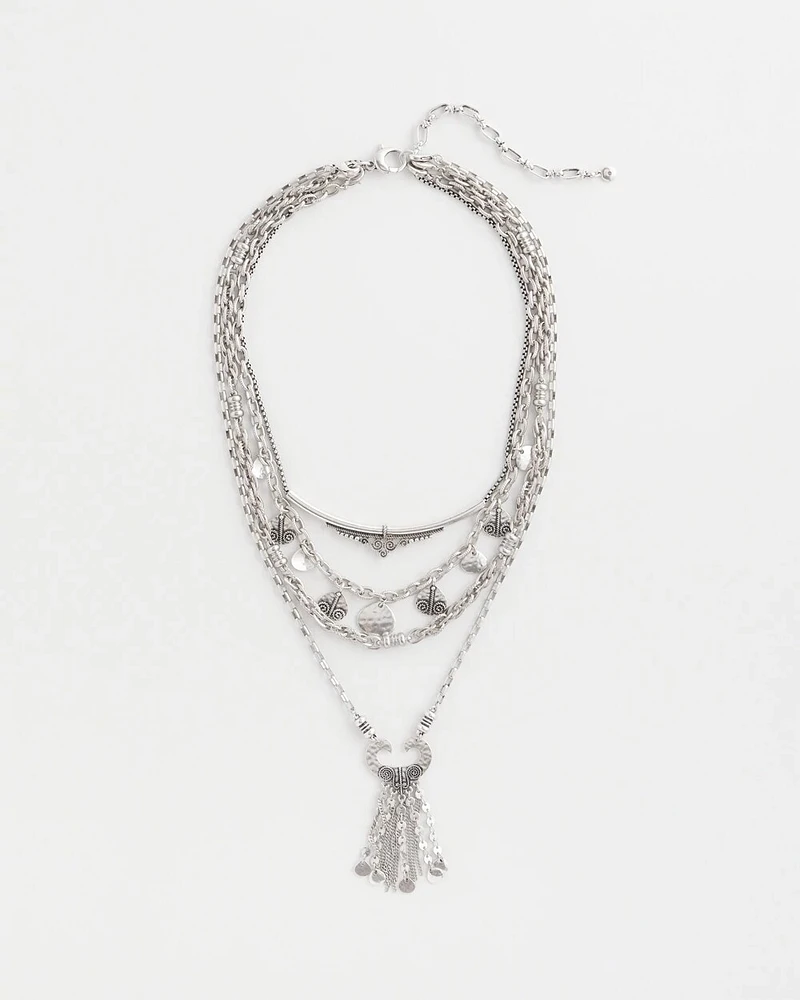 Multi Strand Silver Tone Convertible Necklace