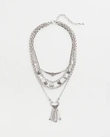 Multi Strand Silver Tone Convertible Necklace