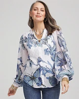 Butterfly Chiffon Split Neck Blouse
