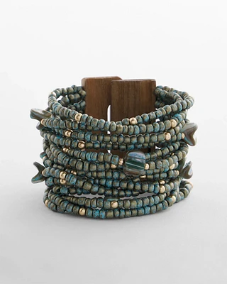 Tropical Tonal Seed Bead Stretch Bracelet