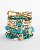 Turquoise Blue Seashell Stretch Bracelet