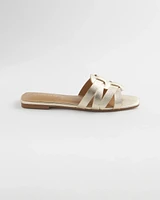 Leather Cassidy Cross-Strap Slide Shoes