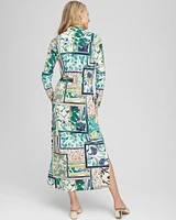 Patchwork Print Maxi Shirtdress