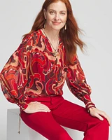 Priya Swirl Pintuck-Sleeve Blouse