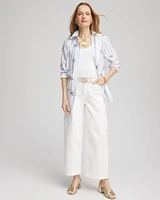 No Iron™ Palm Striped Sateen Shirt