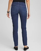 So Slimming® Girlfriend Embroidered Ankle Jeans