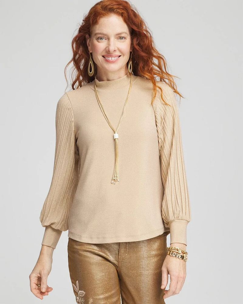 Shimmer Mock-Neck Top