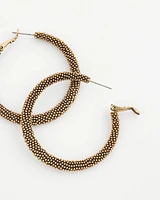 No Droop® Golden Beaded Hoop Earrings