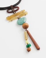 Leather Y-Drop Pendant Necklace