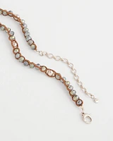 Faux Suede Beaded Necklace