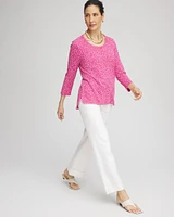 Slub Cheetah-Print 3/4 Sleeve Tee