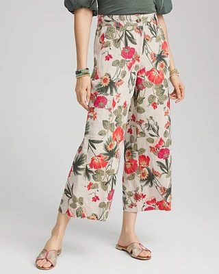 Linen Cargo Wide-Leg Pants