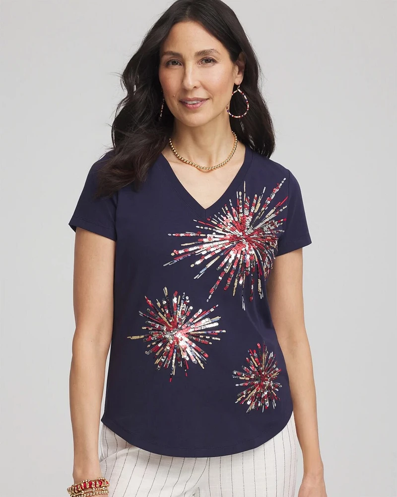 Fireworks Embellished Knit Tee