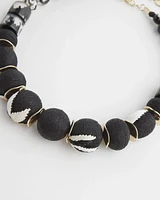 Embroidered Raffia Necklace