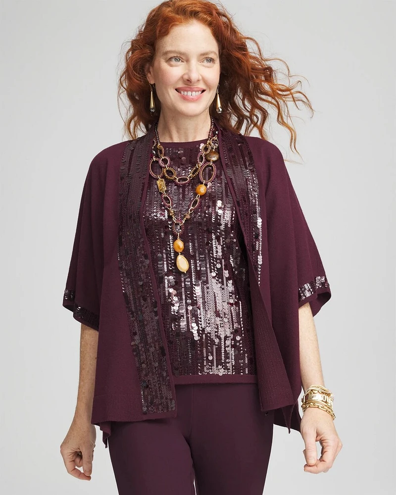 Sequin Placket Ruana