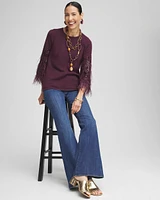 Feather Sequin Pullover Sweater