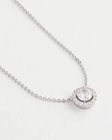 Silver Tone Drop Stone Necklace