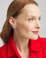 No Droop® Red White & Blue Beaded Stud Earrings