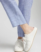 Linen Pull On Waist Cropped Pants