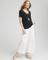 Sweater Trim Linen Tee