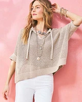 Sequin Open Knit Poncho