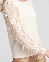 Sequin Ruffle Pullover Sweater