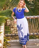 Tropical Smocked Waist Pull-On Skirt