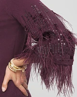 Feather Sequin Pullover Sweater