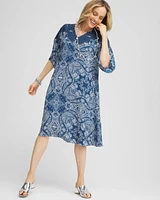 Crepe Lace-Neck Dress