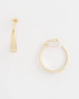 No Droop™ Gold Tone Hoop Clip-On Earrings
