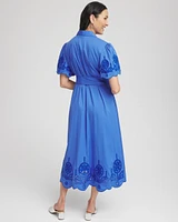 Belted Embroidered Midi Shirtdress