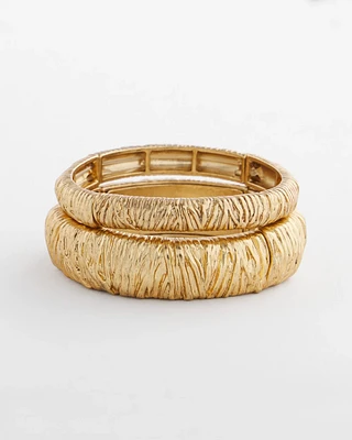 Crinkle Gold-Tone Stretch Bangle Set