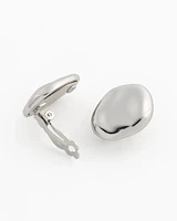 Silver-Tone Pebble Clip-On Stud Earrings
