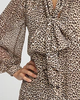 Leopard Print Bow Blouse