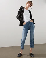 Faux Pearl Cable Knit Cardigan