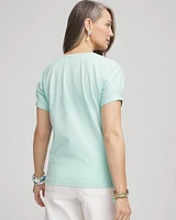 Foiled Butterfly Cotton V-Neck Tee