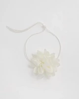 White Flower Tie Choker Necklace