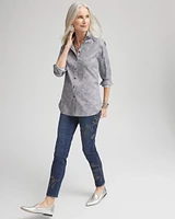Floral Embroidered Pull-On Ankle Jeggings