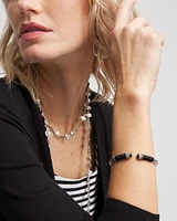 Black & Silver Tone Wrapped Cuff Bracelet