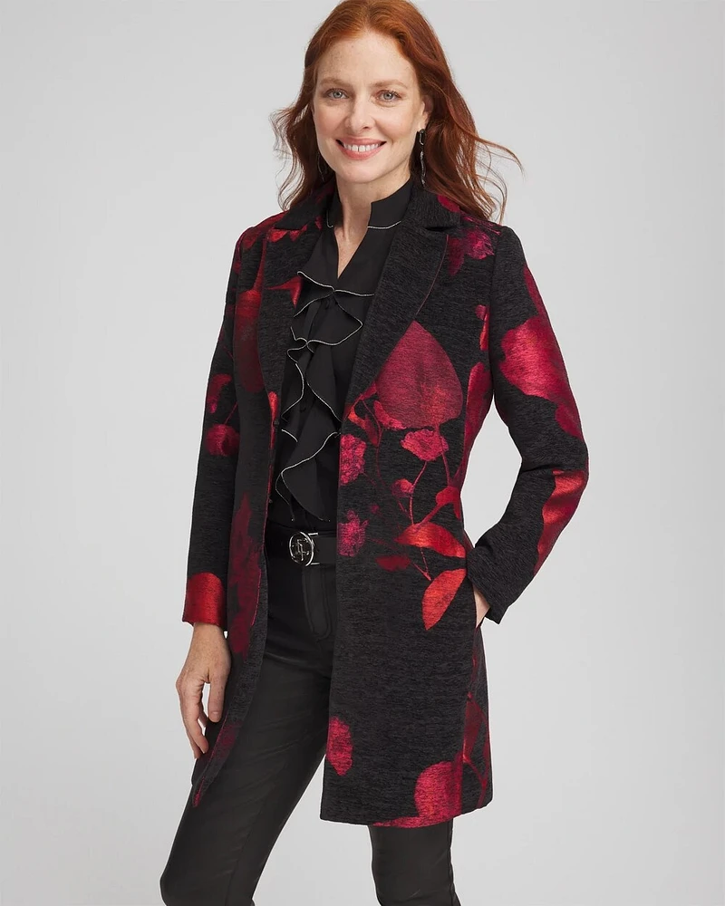 Red Floral Jacquard Topper