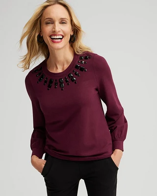 Zenergy® Rhinestone Neck Sweatshirt