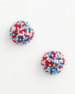 No Droop® Red White & Blue Beaded Stud Earrings
