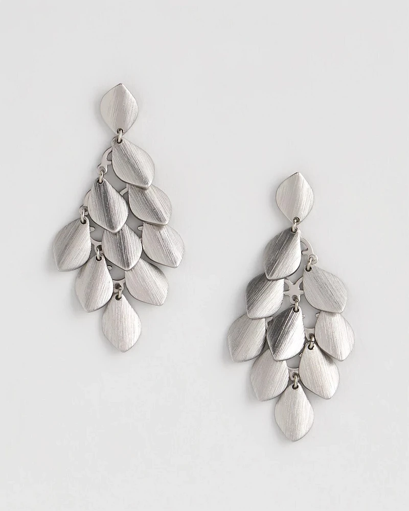 Satin Silver-Tone Chandelier Earrings