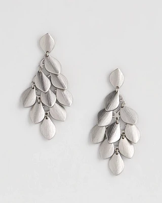 Satin Silver-Tone Chandelier Earrings